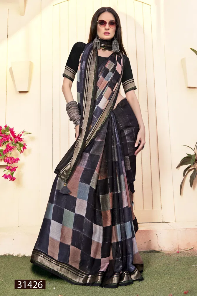 Jiya Vol 14 By Vallabhi Georgette Checks Printed Sarees Wholesale Online